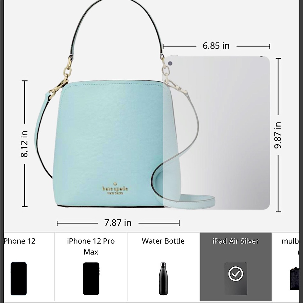 Kate Spade Darcy Small Bucket Crossbody CloudMist - Picture 10 of 16